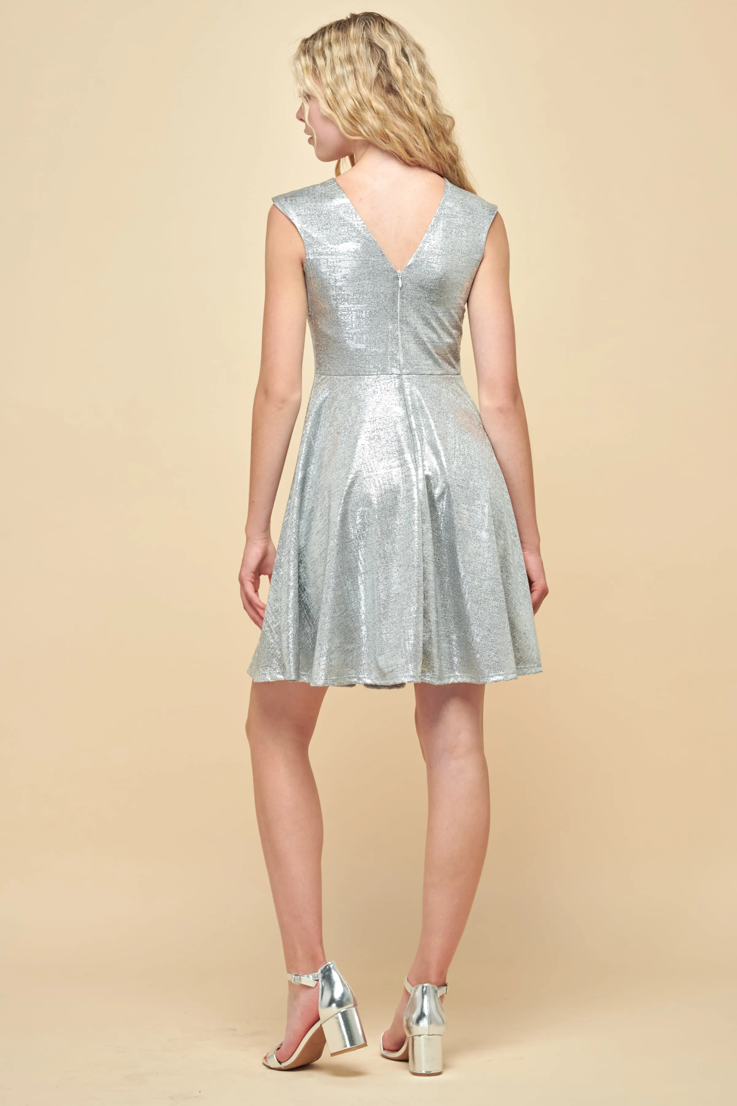Cap Sleeve Metallic Fit and Flare Dress sold by Un Deux Trois product image thumbnail 2
