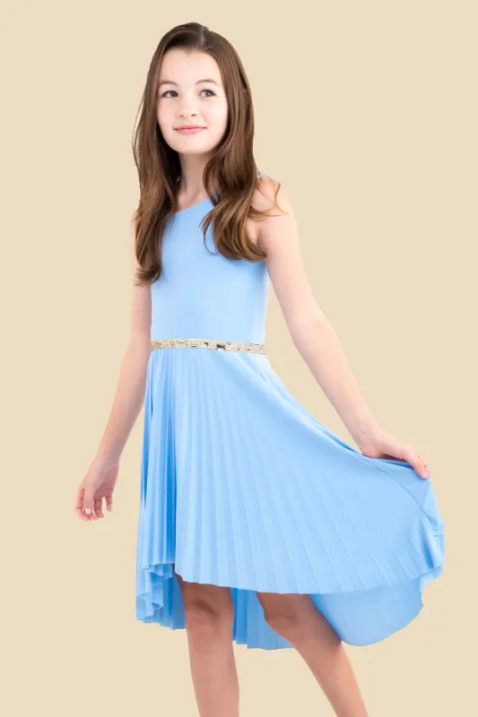 Pleated High Low Dress in Light Blue sold by Un Deux Trois