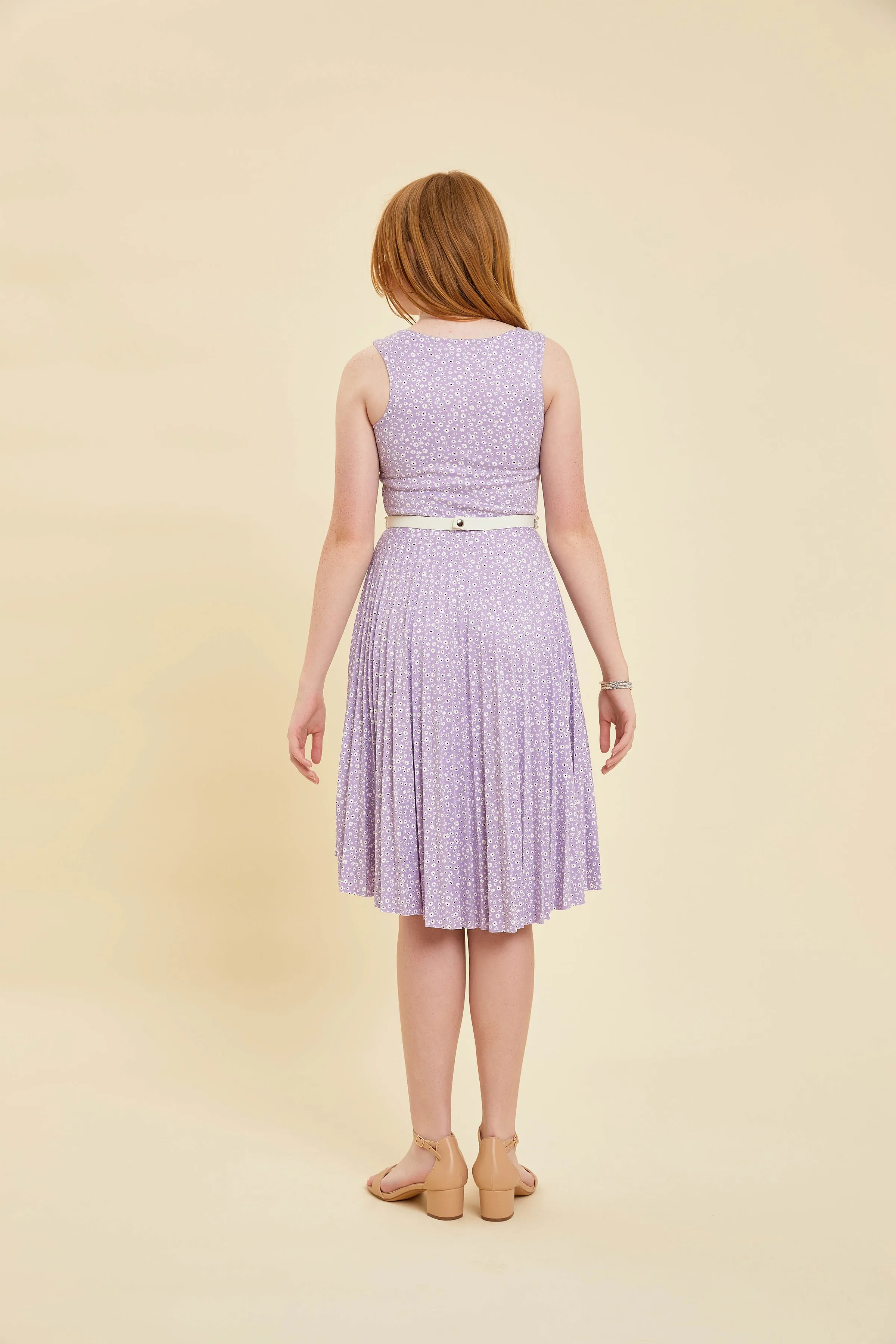 Pleated High Low Dress in Lilac Floral sold by Un Deux Trois product image thumbnail 4