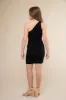 One Shoulder Ruched Dress in Black sold by Un Deux Trois