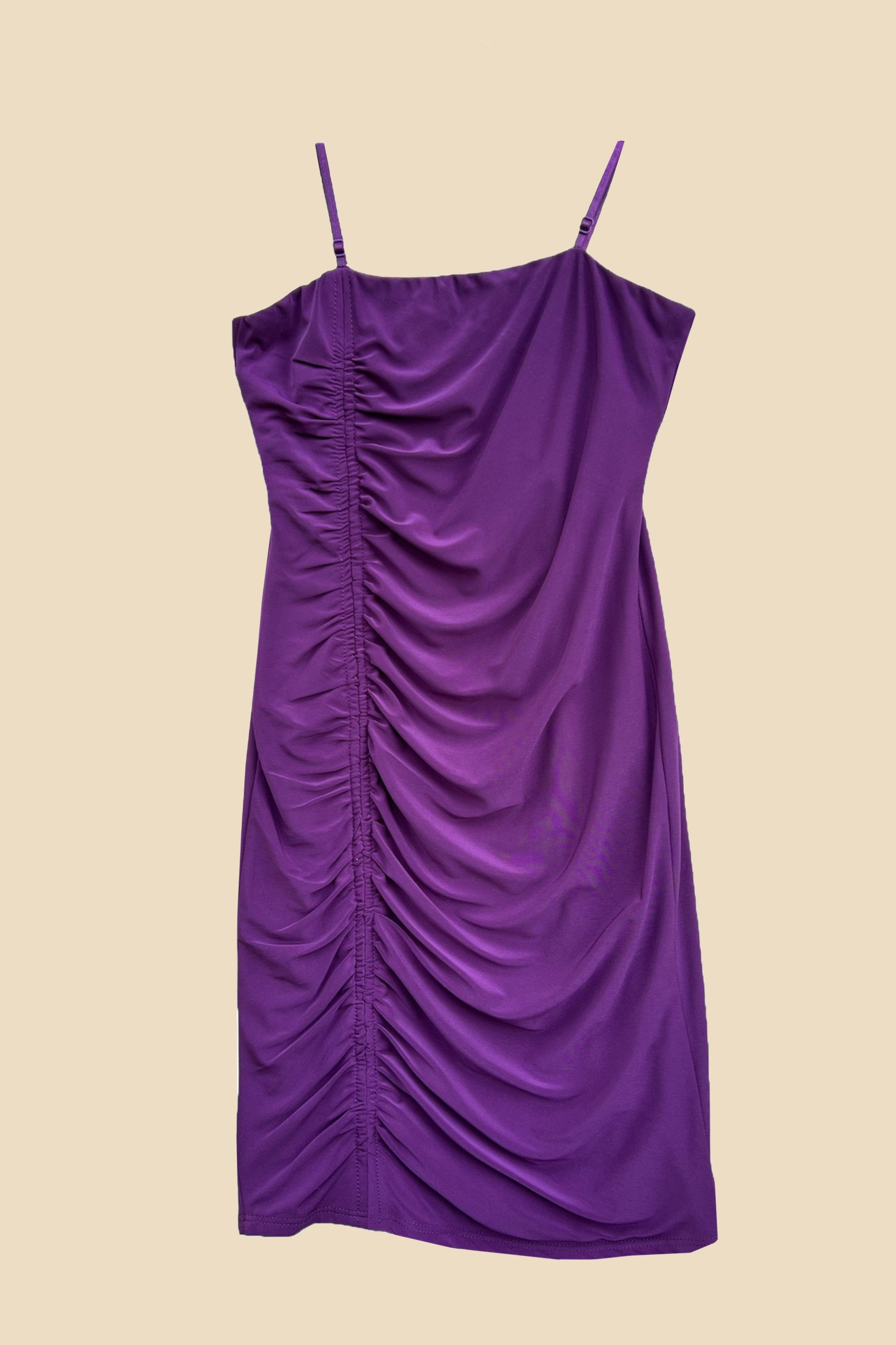 Fitted Ruched Dress in Plum sold by Un Deux Trois