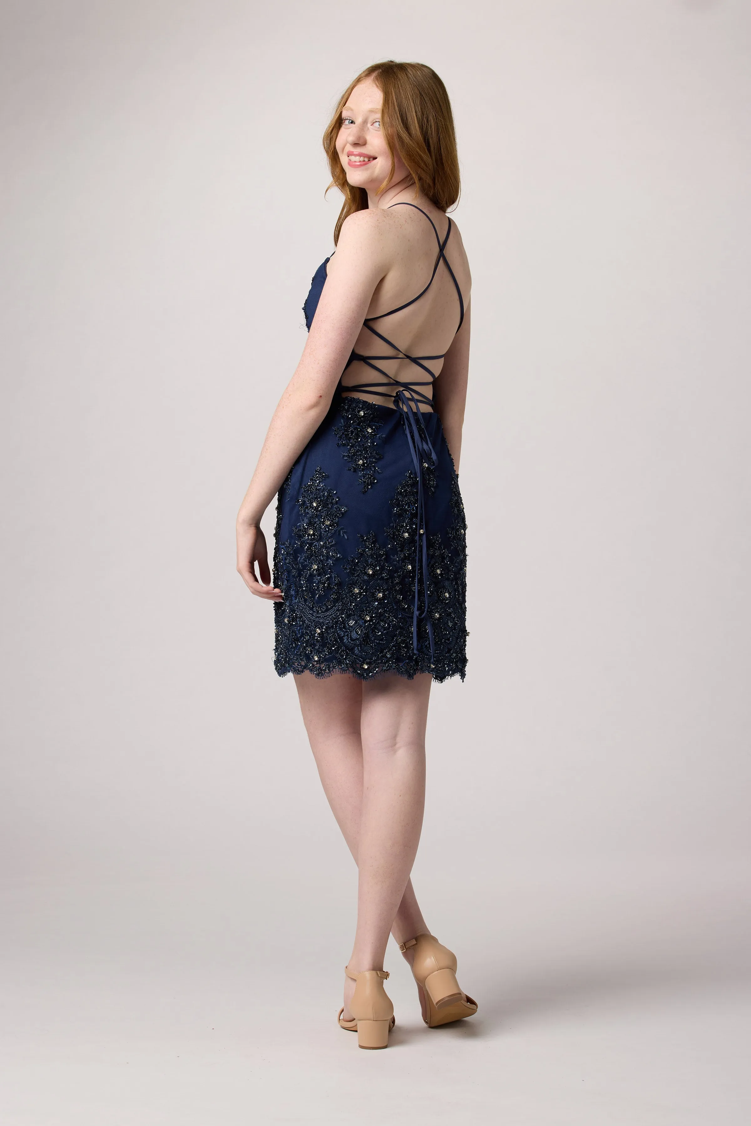 Beaded Lace Up Back Dress sold by Un Deux Trois product image thumbnail 5