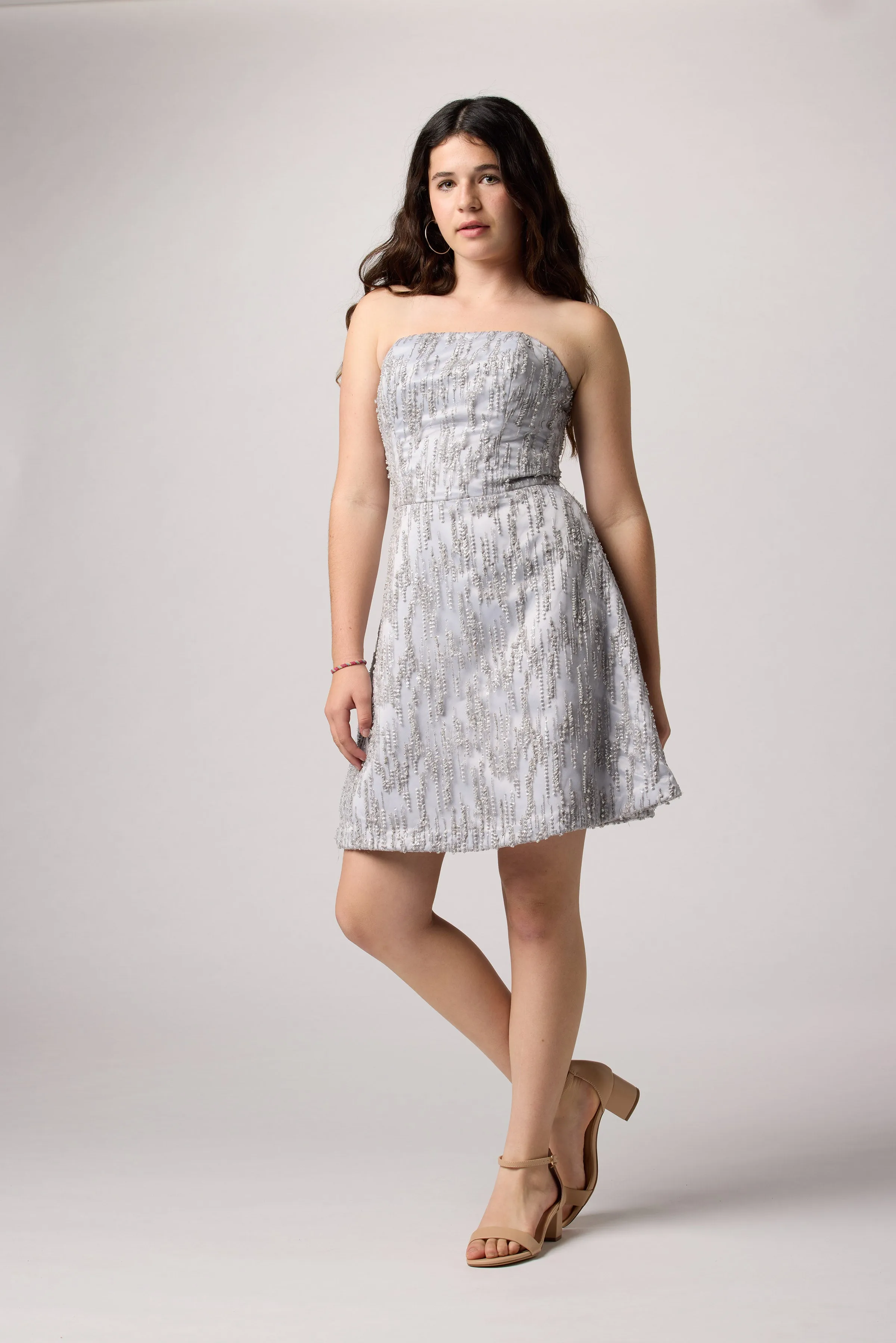 Beaded Dress in Silver sold by Un Deux Trois