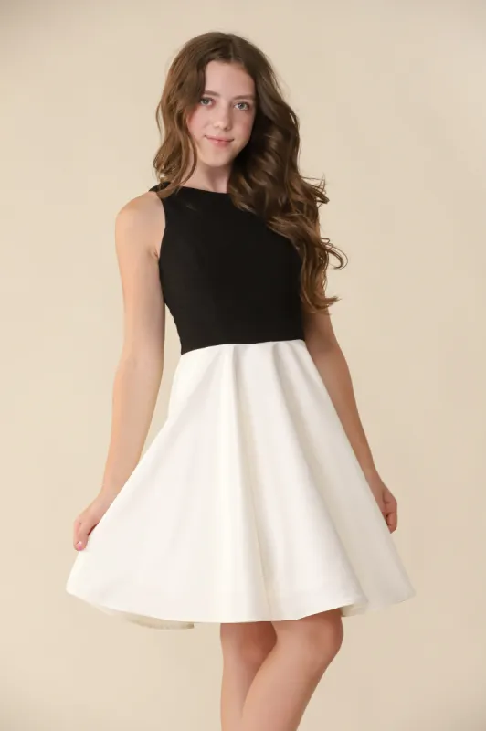 Glitter and Satin Racerback Dress in Ivory (Extended Size) sold by Un Deux Trois