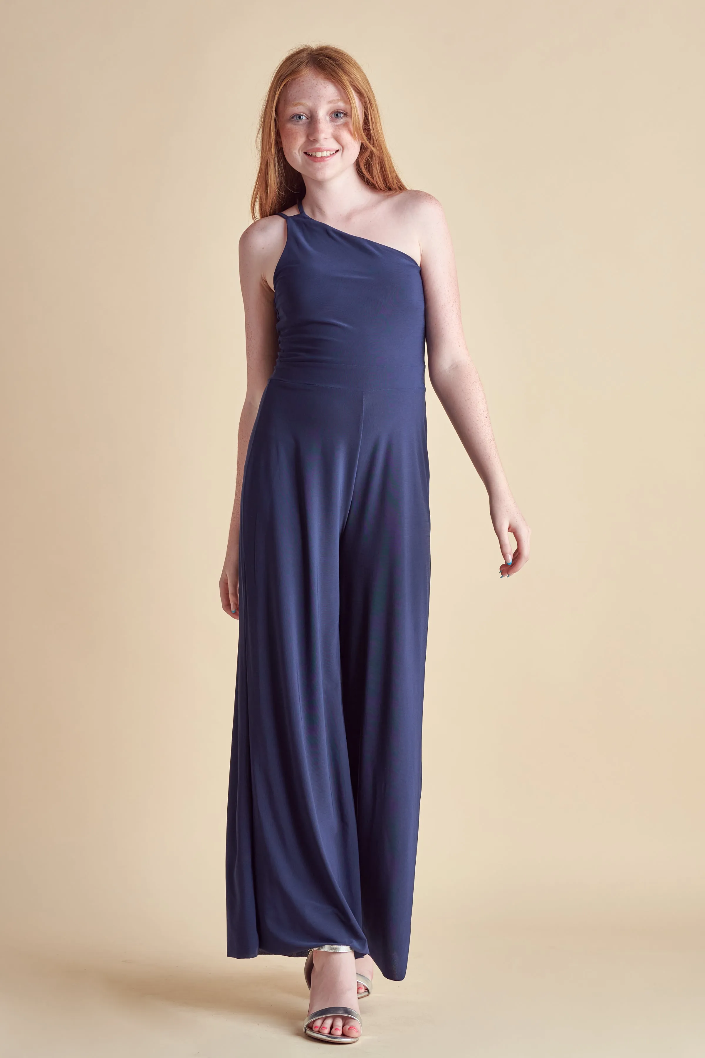 One Shoulder Jumpsuit in Navy sold by Un Deux Trois