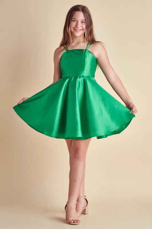 Lace Up Fit and Flare Party Dress in Green sold by Un Deux Trois