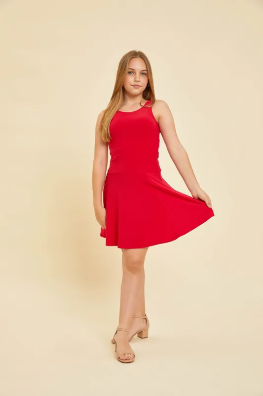 Classic Skater Dress in Red sold by Un Deux Trois
