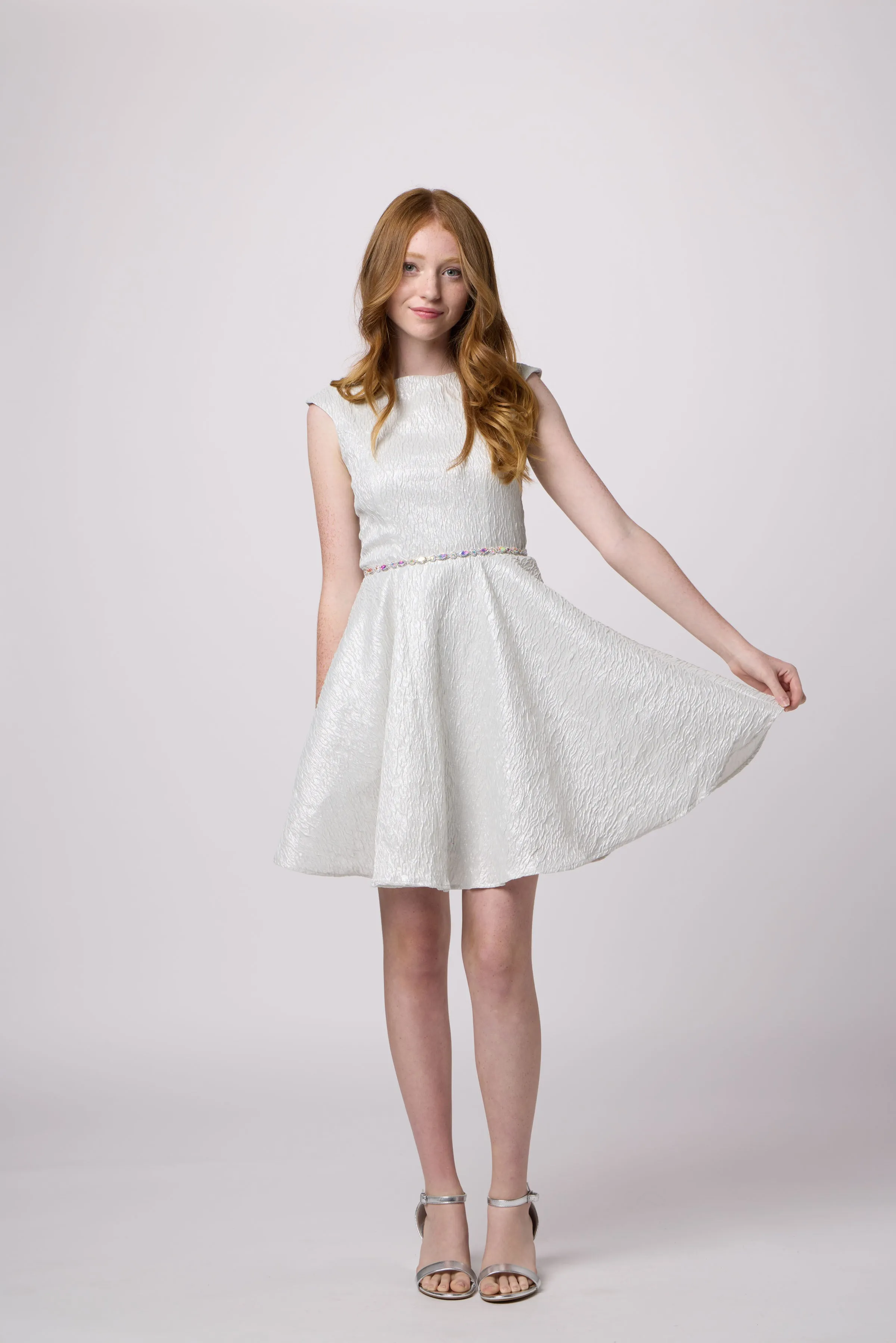 Cap Sleeve Jacquard Dress sold by Un Deux Trois product image thumbnail 3