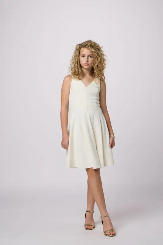 V-Skater Dress in Floral Texture sold by Un Deux Trois