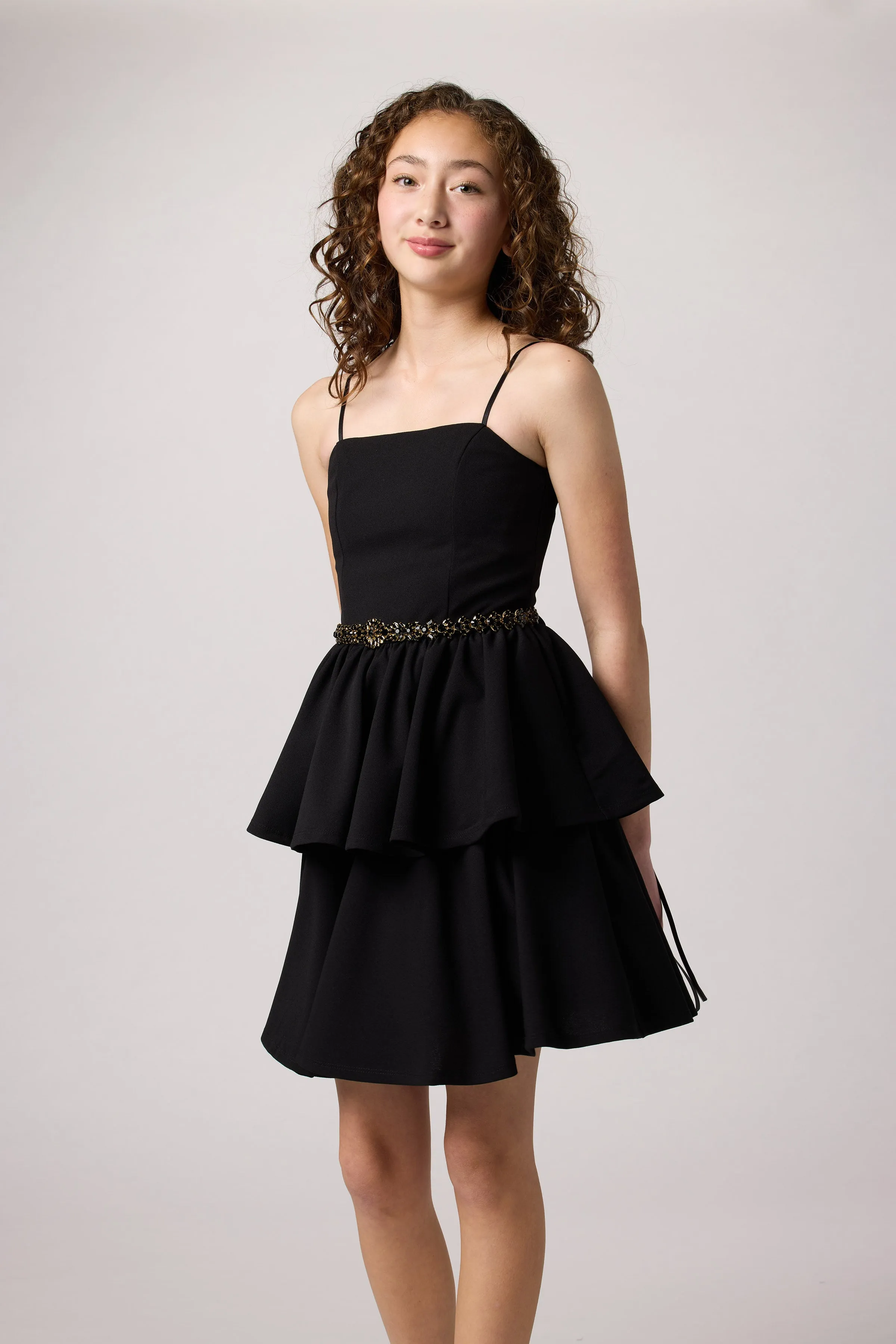 Tiered Fit and Flare Dress with Belt sold by Un Deux Trois