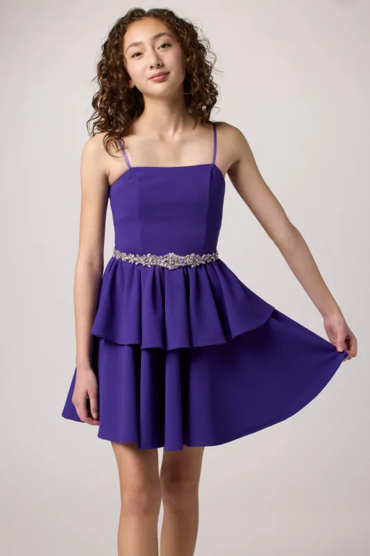 Tiered Fit and Flare Dress with Belt sold by Un Deux Trois