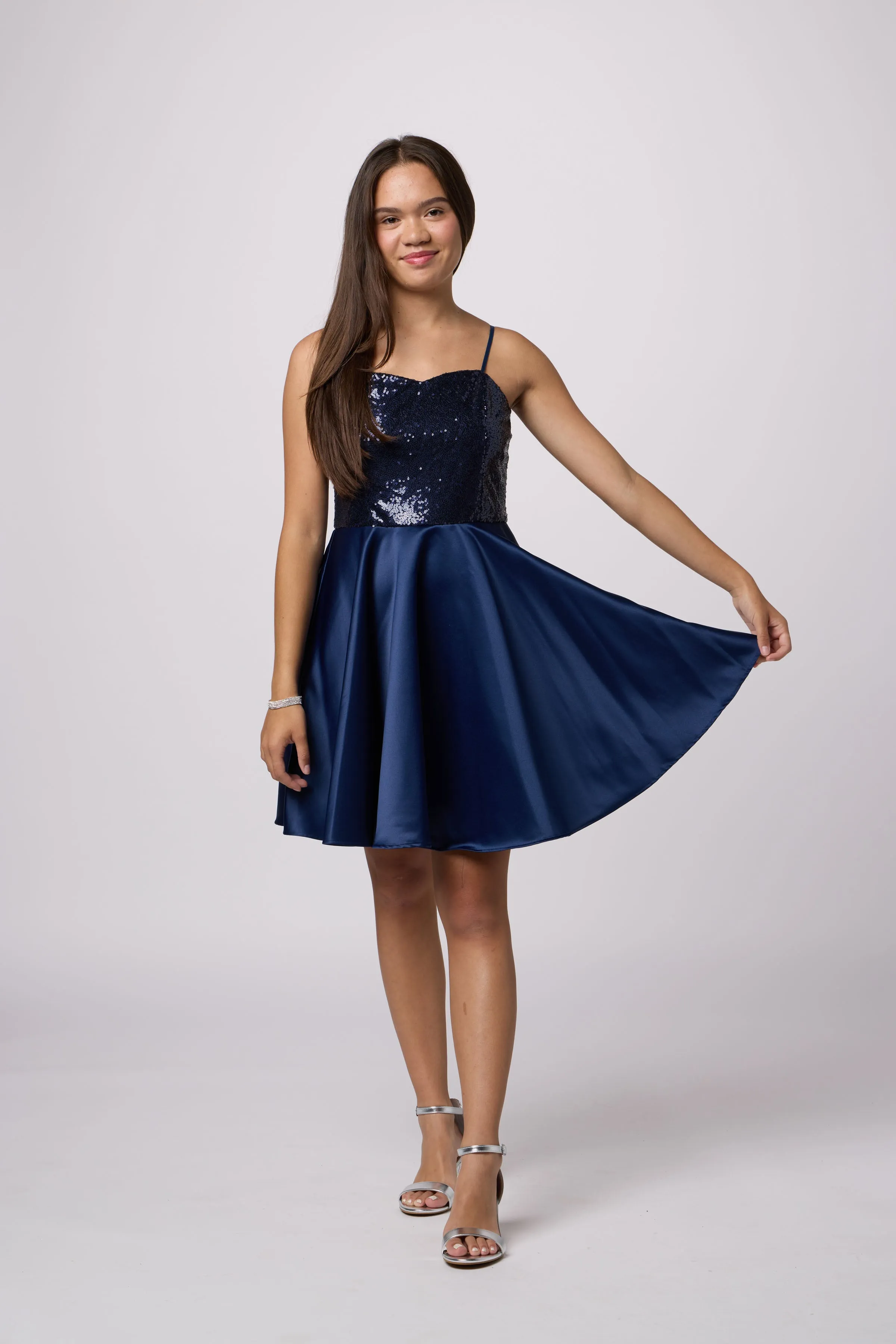 Sequin and Satin Party Dress sold by Un Deux Trois