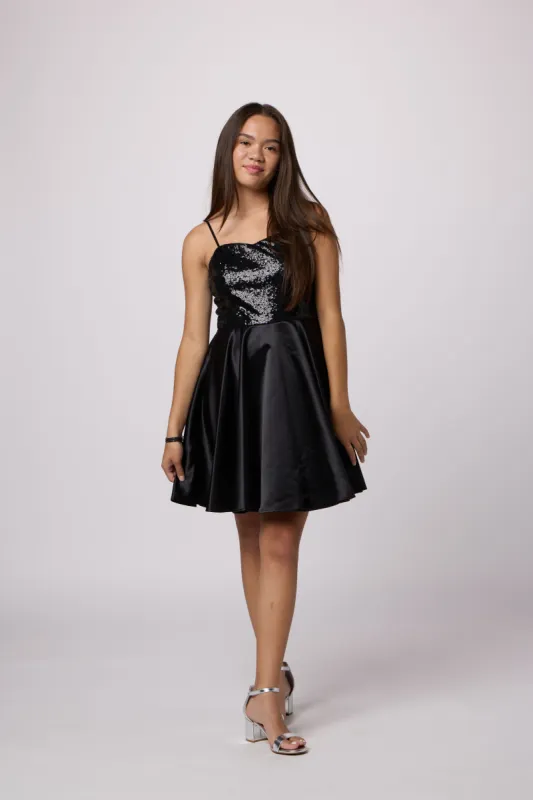 Sequin and Satin Party Dress sold by Un Deux Trois
