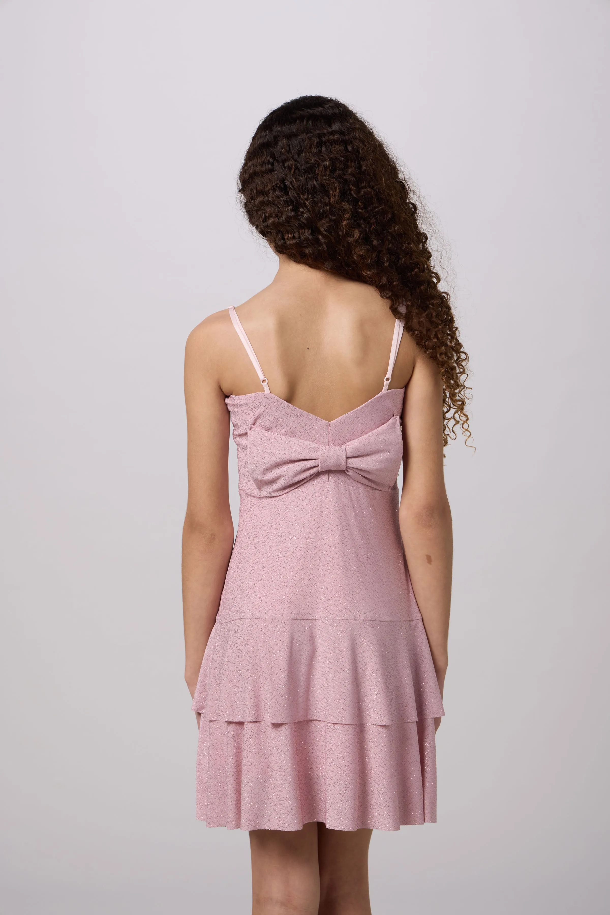 Glitter Bow Back Tiered Dress sold by Un Deux Trois product image thumbnail 4
