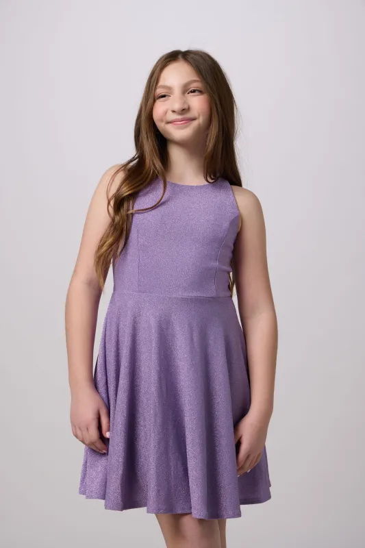 Ruched Fitted Glitter Tank Dress in Longer Length sold by Un Deux Trois
