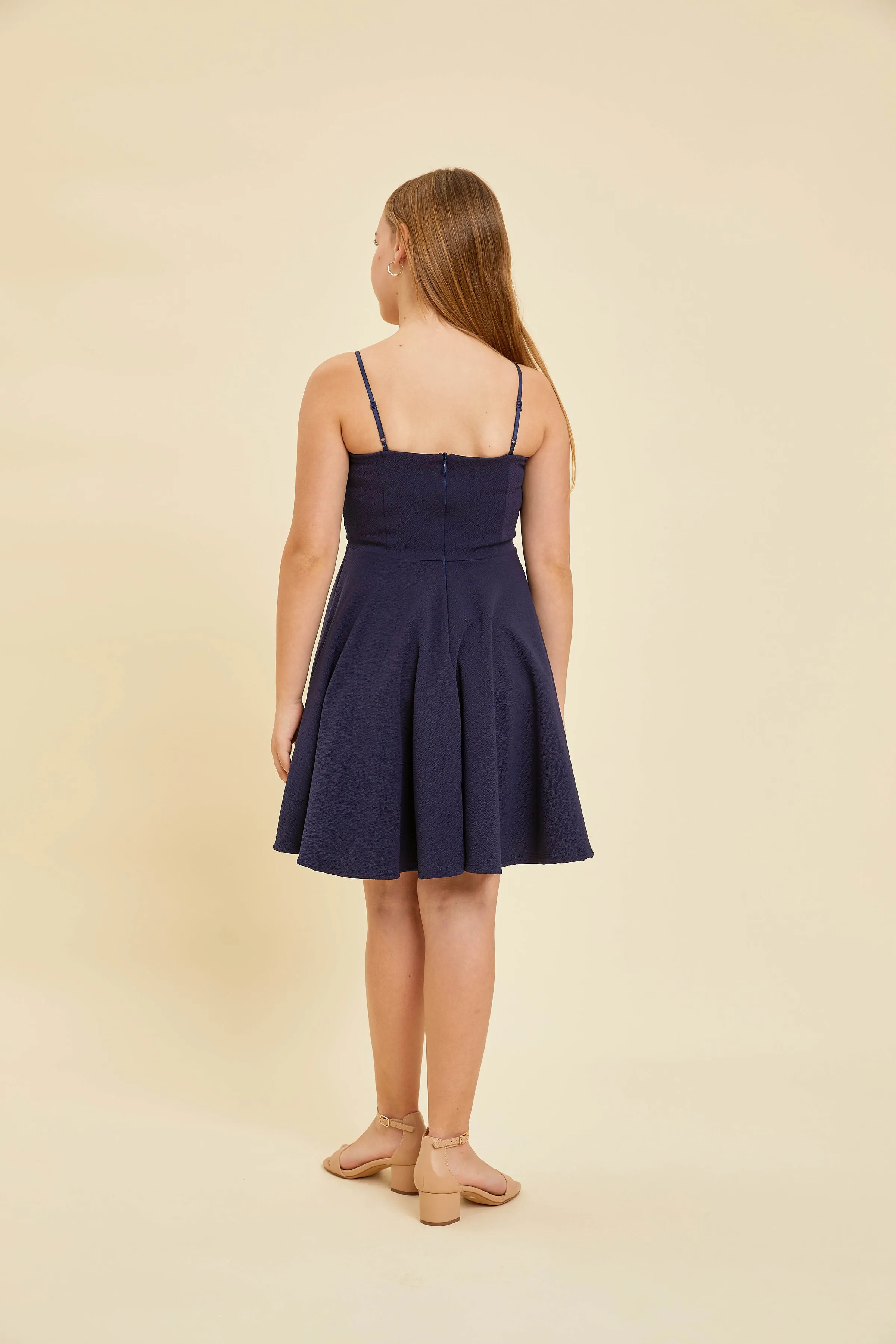 Textured Fit and Flare Stretch Dress in Longer Length sold by Un Deux Trois product image thumbnail 4