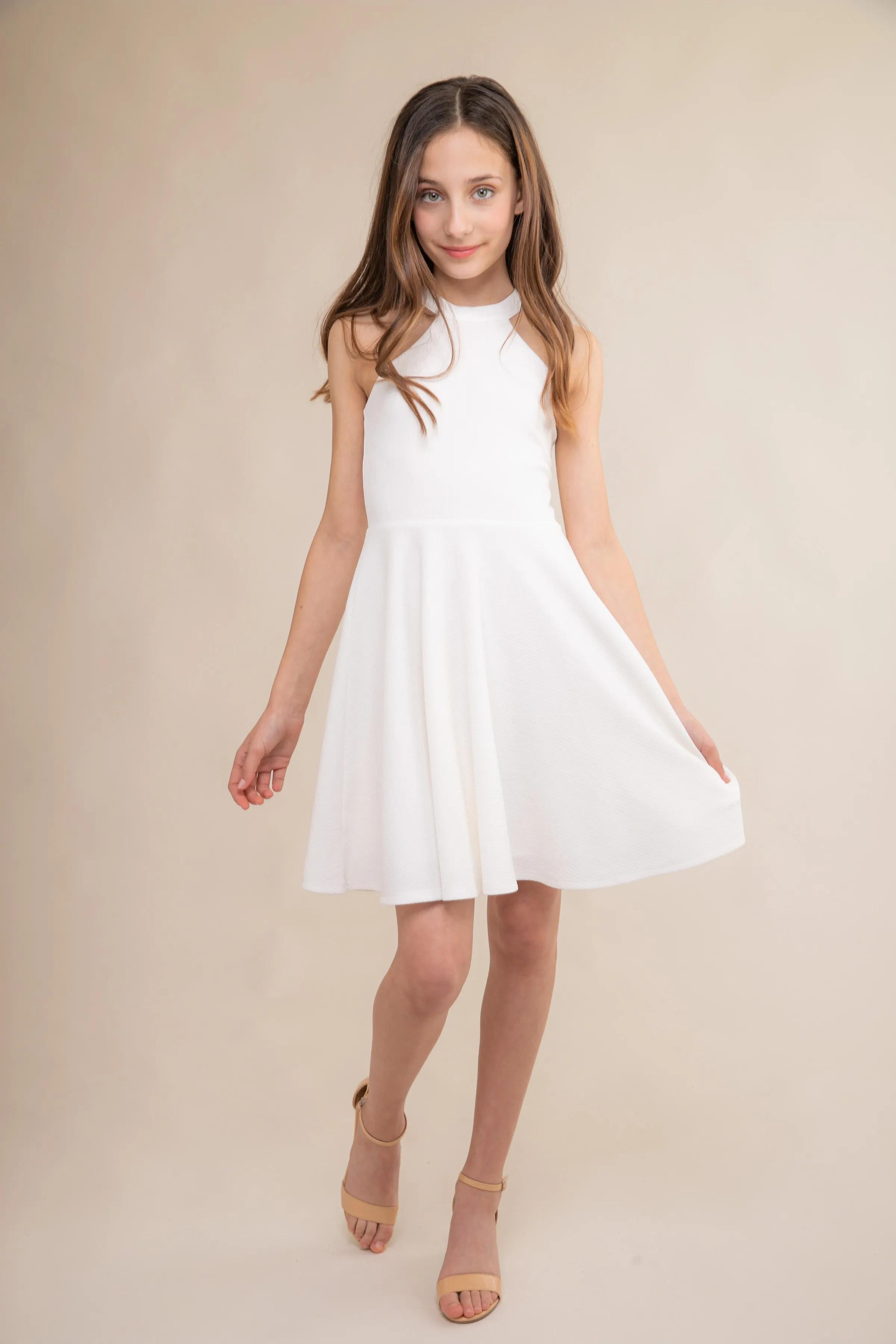 Skater Halter Dress in Longer Length sold by Un Deux Trois product image thumbnail 3