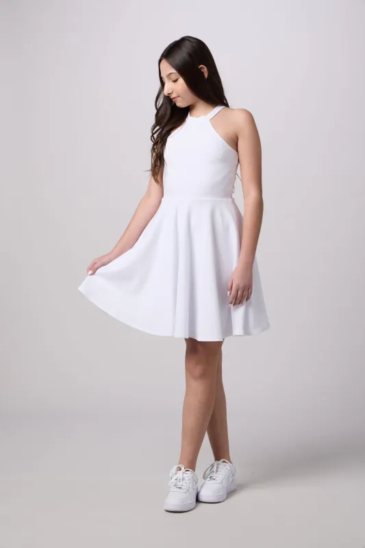 Skater Halter Dress in Longer Length sold by Un Deux Trois