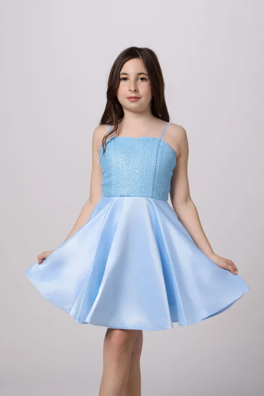 Sequin and Satin Party Dress in Longer Length sold by Un Deux Trois