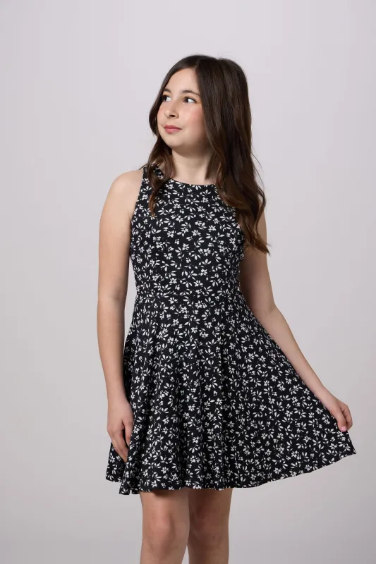 Printed Textured Racerback Dress in Longer Length sold by Un Deux Trois