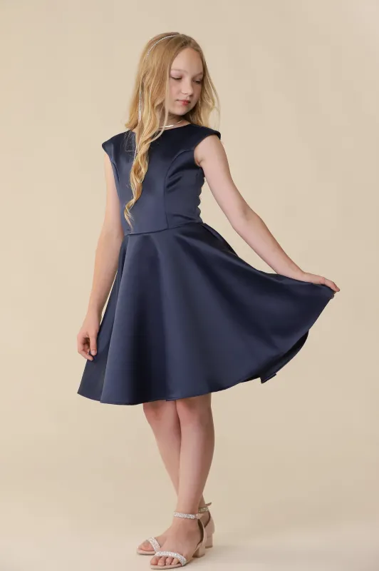 Cap Sleeve Boat Neck Dress In Longer Length sold by Un Deux Trois