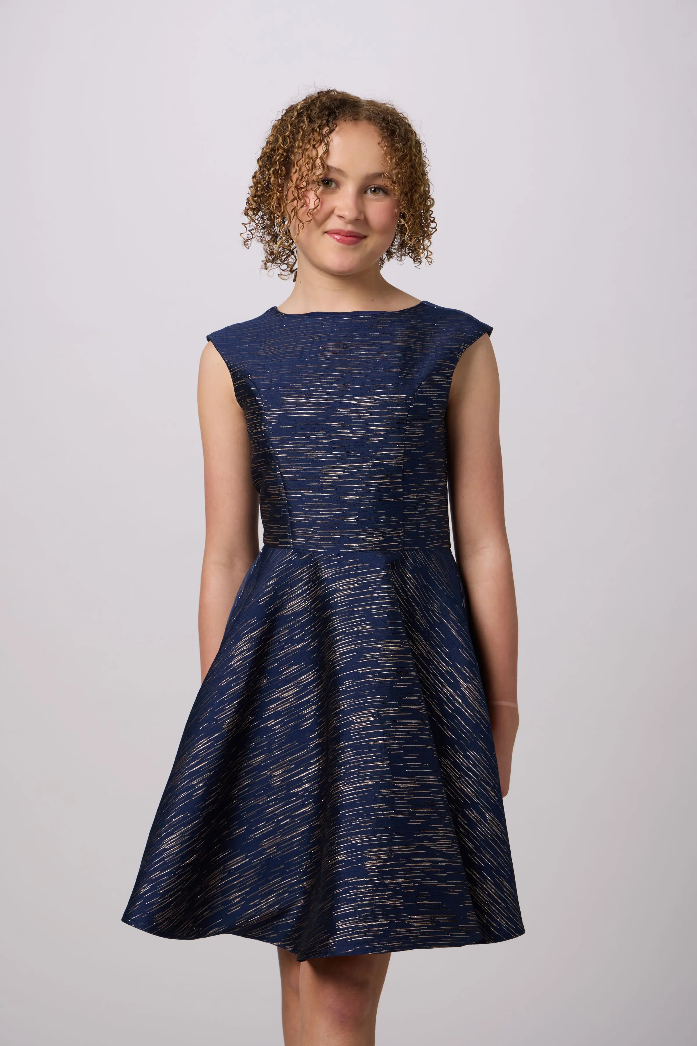 Cap Sleeve Boat Neck Dress In Longer Length sold by Un Deux Trois product image thumbnail 5