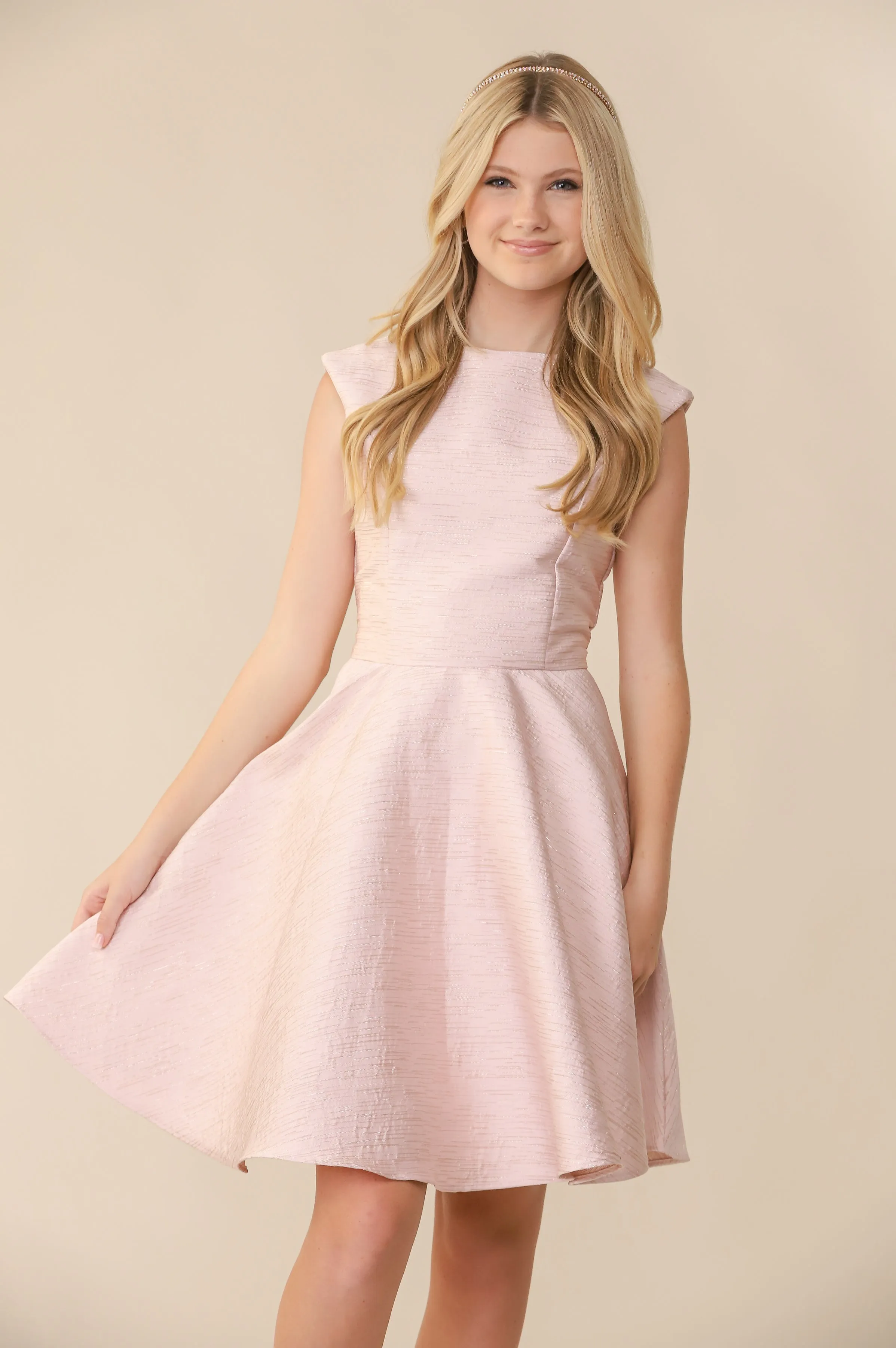 Cap Sleeve Boat Neck Dress In Longer Length sold by Un Deux Trois