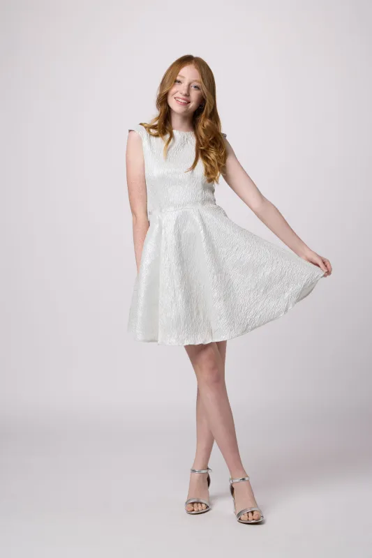Cap Sleeve Boat Neck Dress In Longer Length sold by Un Deux Trois