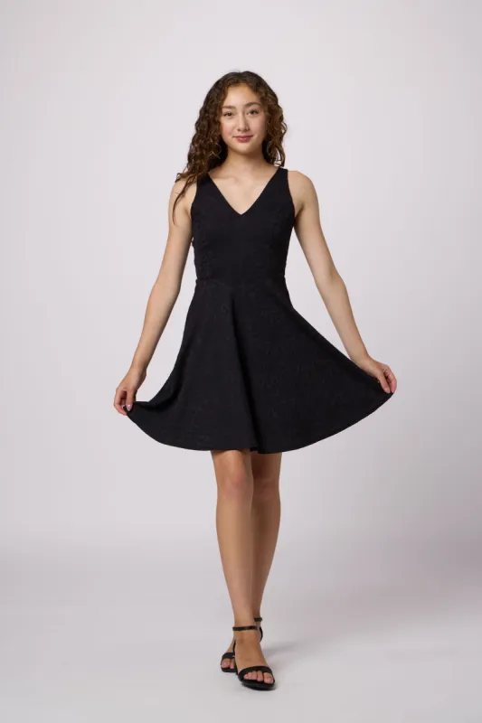 V-Skater Dress in Floral Texture sold by Un Deux Trois