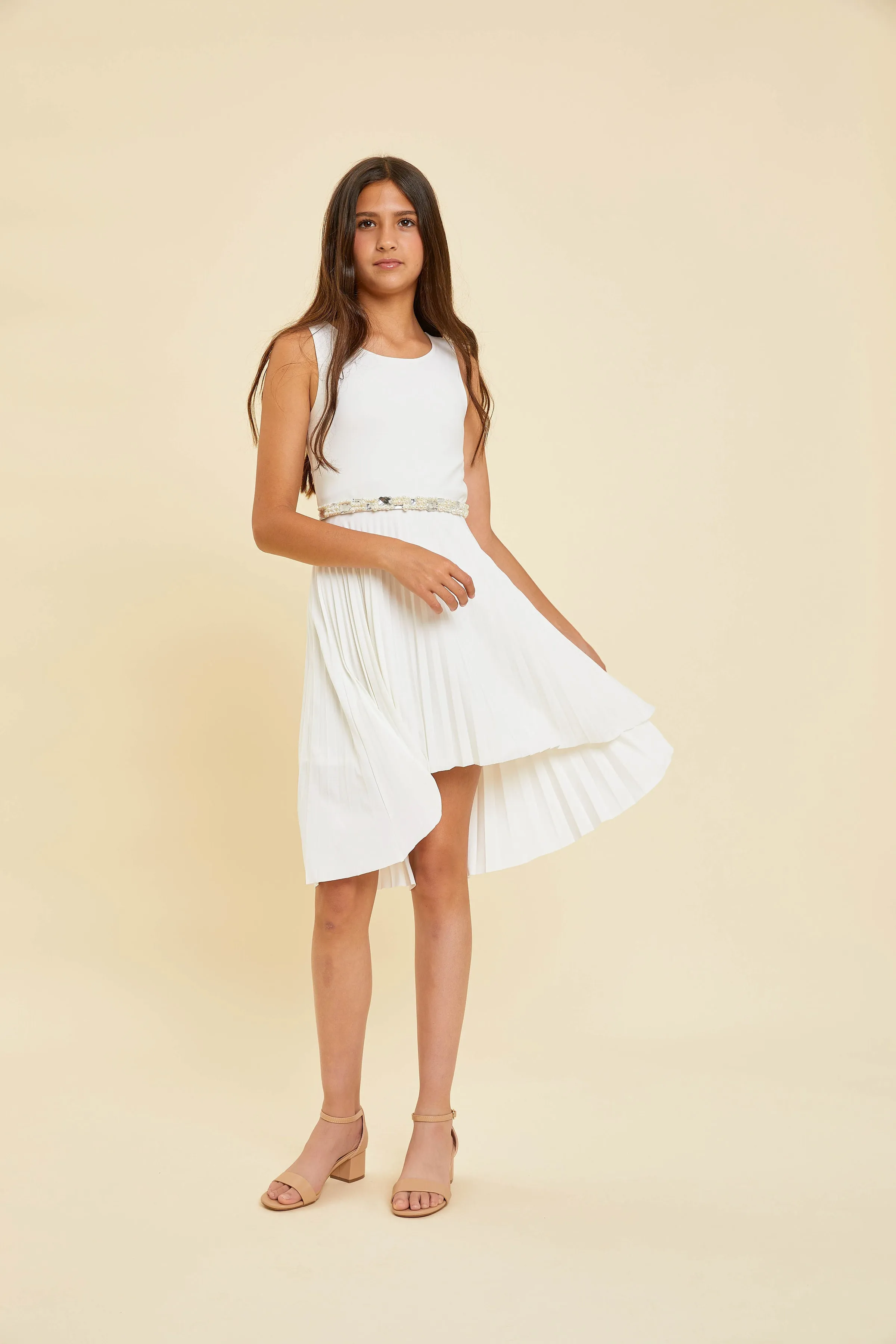 Pleated High Low Dress with Belt sold by Un Deux Trois product image thumbnail 3