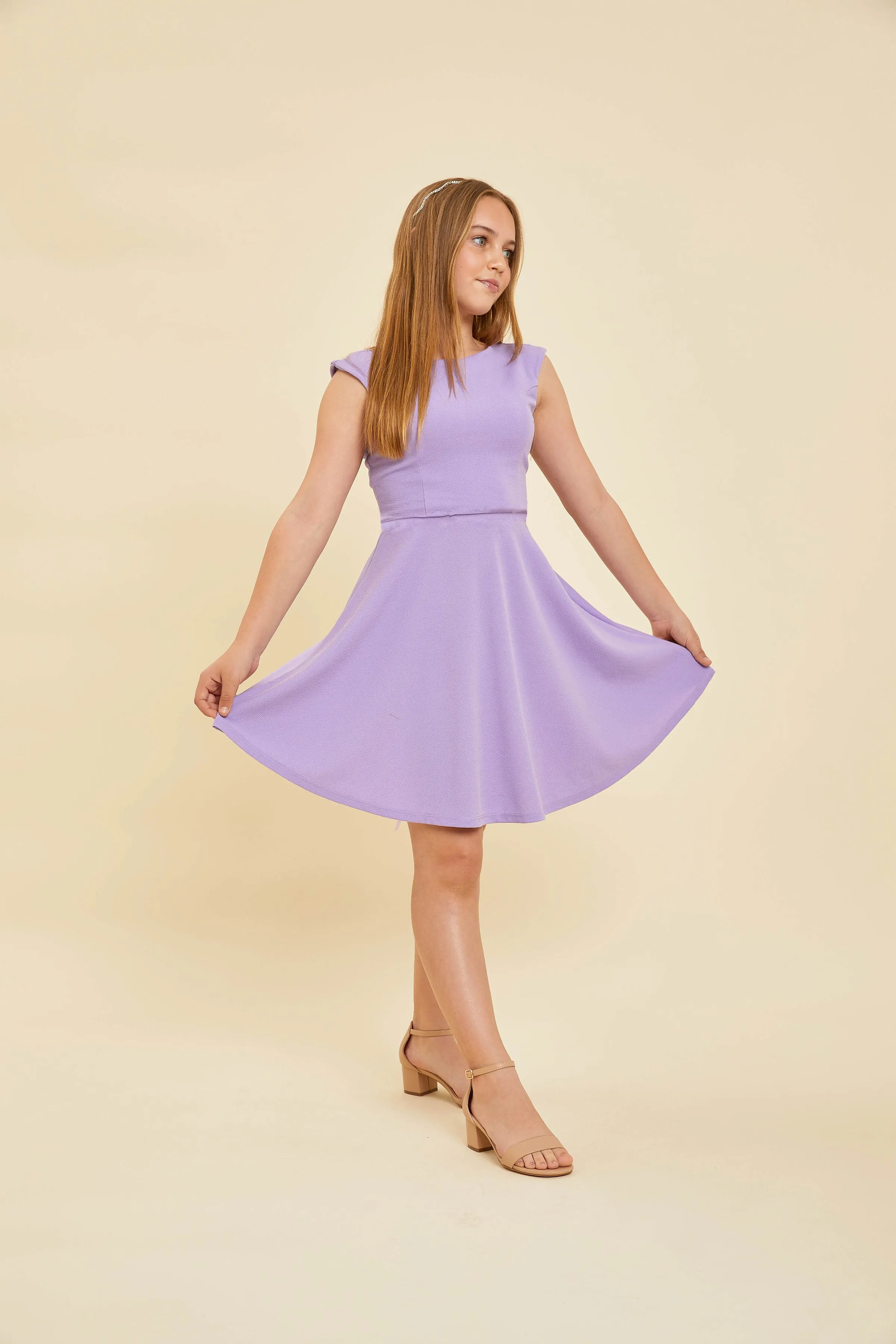 Textured Cap Sleeve Dress in Longer Length sold by Un Deux Trois product image thumbnail 5