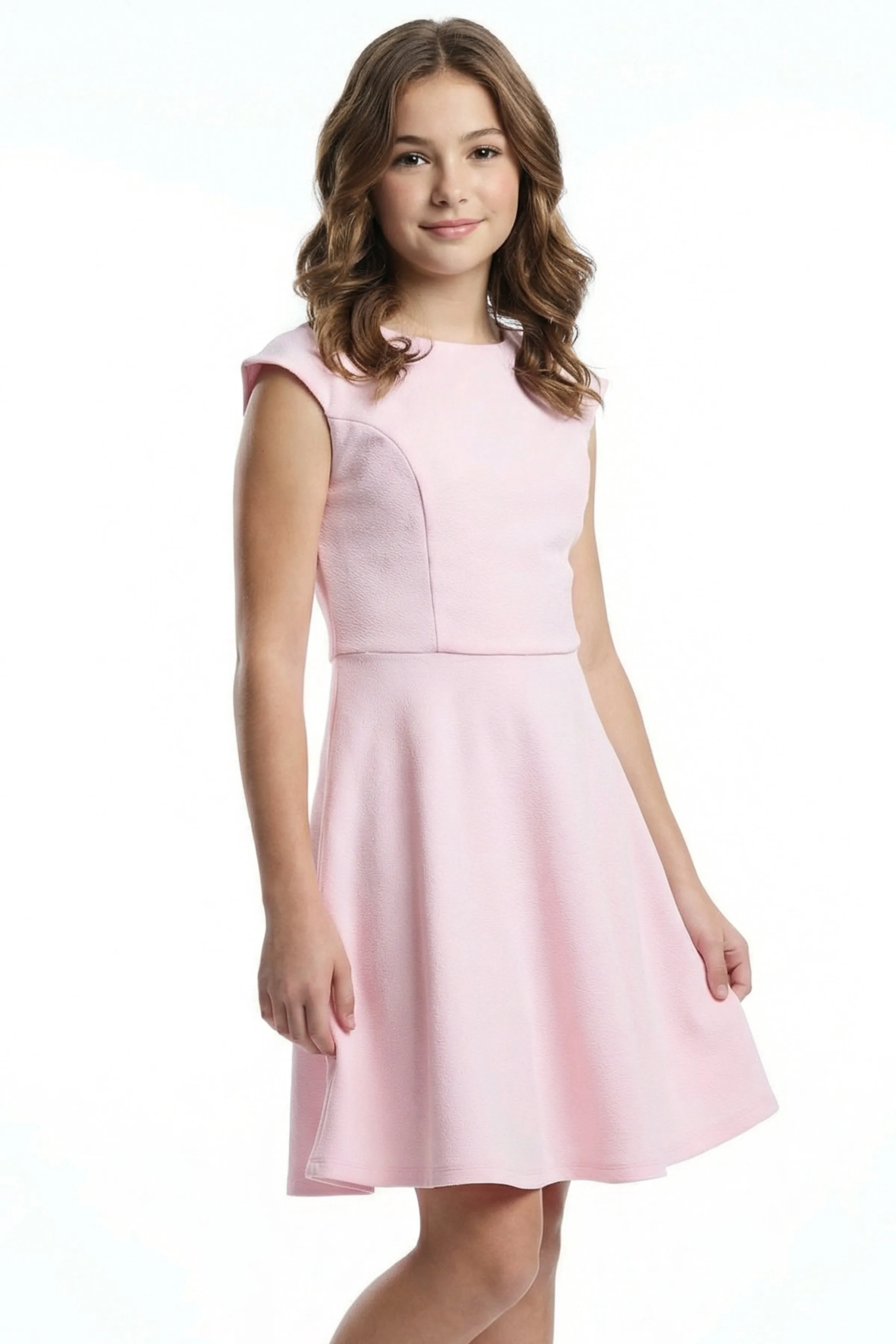 Textured Cap Sleeve Dress in Longer Length sold by Un Deux Trois product image thumbnail 2