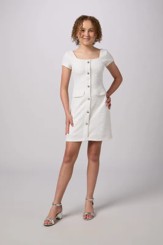 Short Sleeve Stretch Boucle Dress made by Un Deux Trois