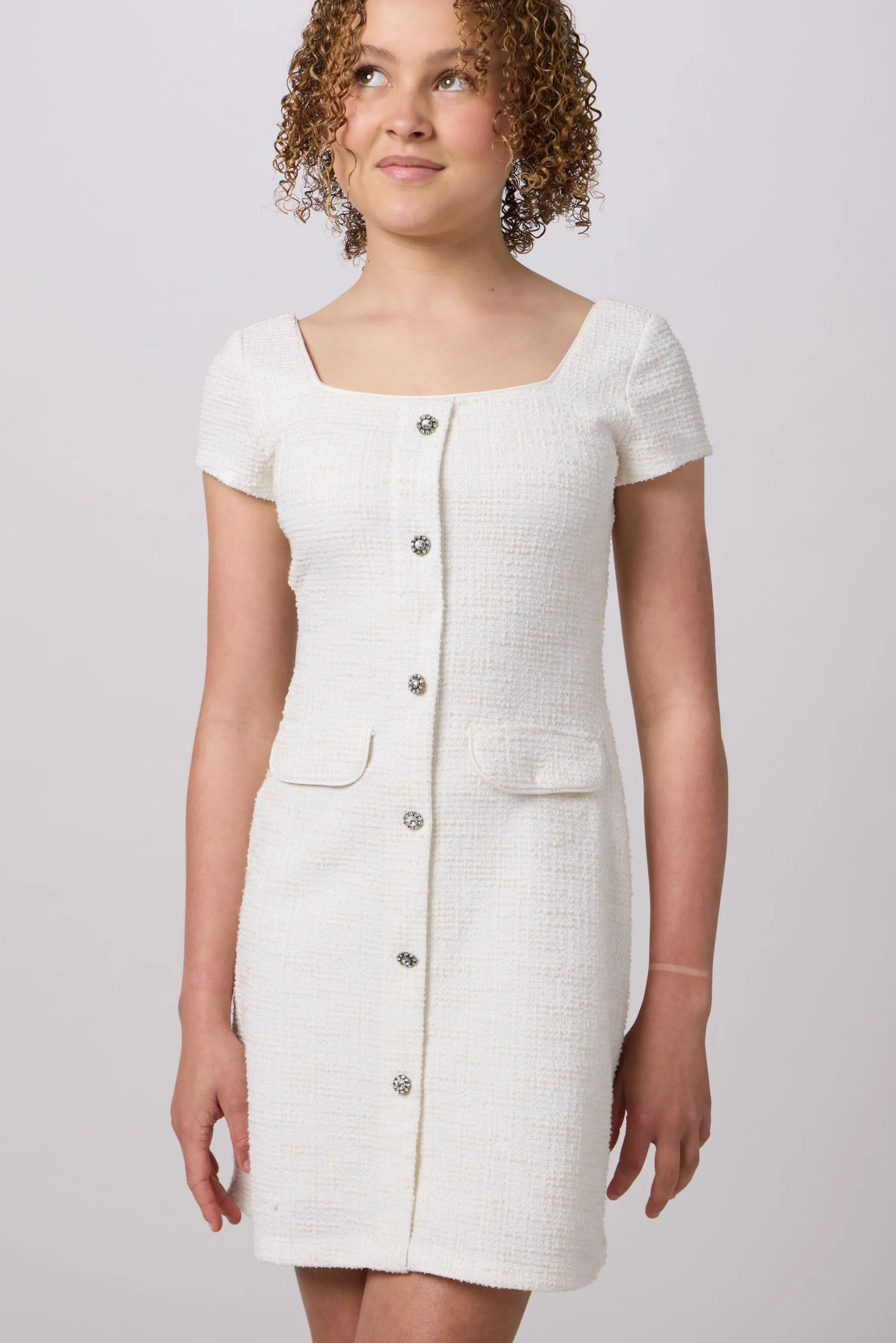 Short Sleeve Stretch Boucle Dress sold by Un Deux Trois product image thumbnail 3