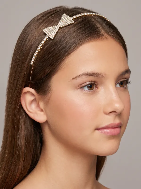 Big Crystal Bow Headband in Gold made by Un Deux Trois
