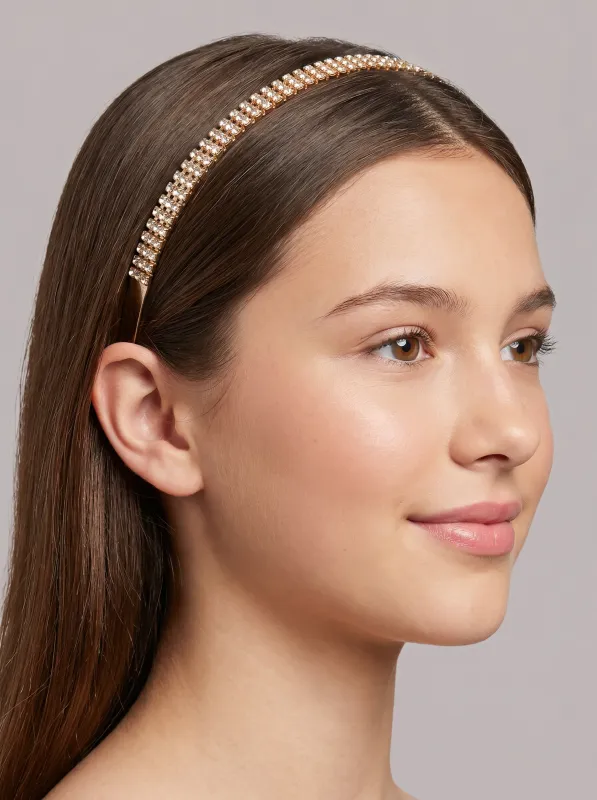 Crystal Row Headband in Gold made by Un Deux Trois