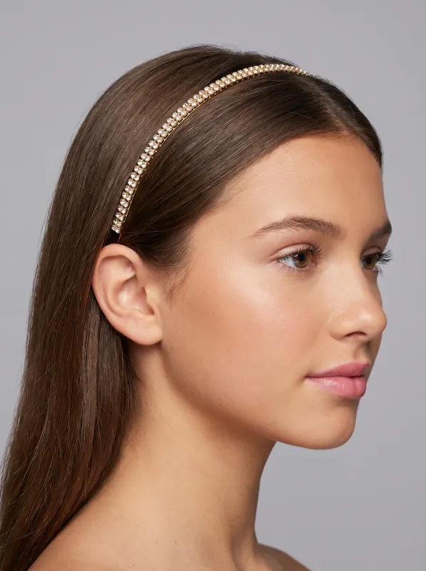 Crystal Row Headband in Gold made by Un Deux Trois