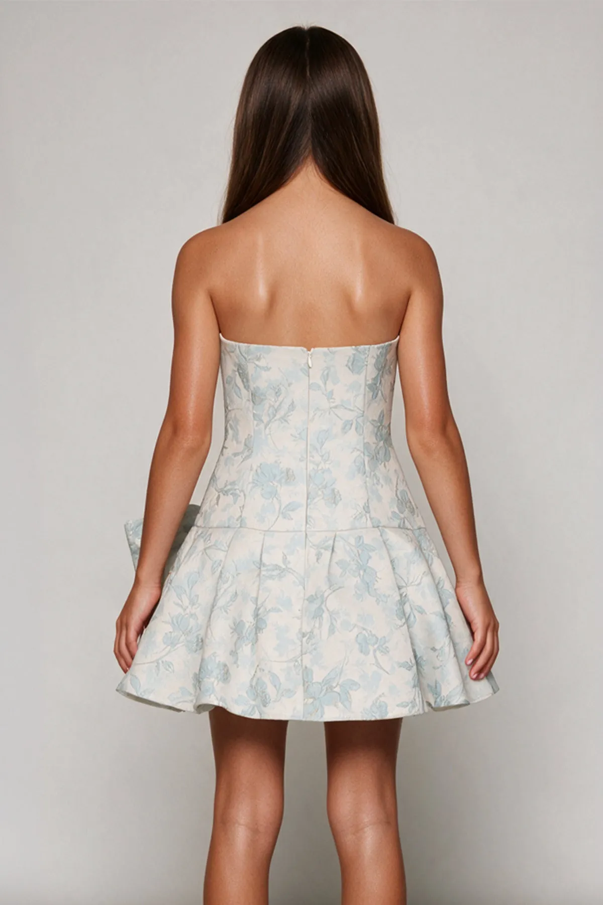 Drop Waist Strapless Jacquard Bow Dress sold by Un Deux Trois product image thumbnail 2