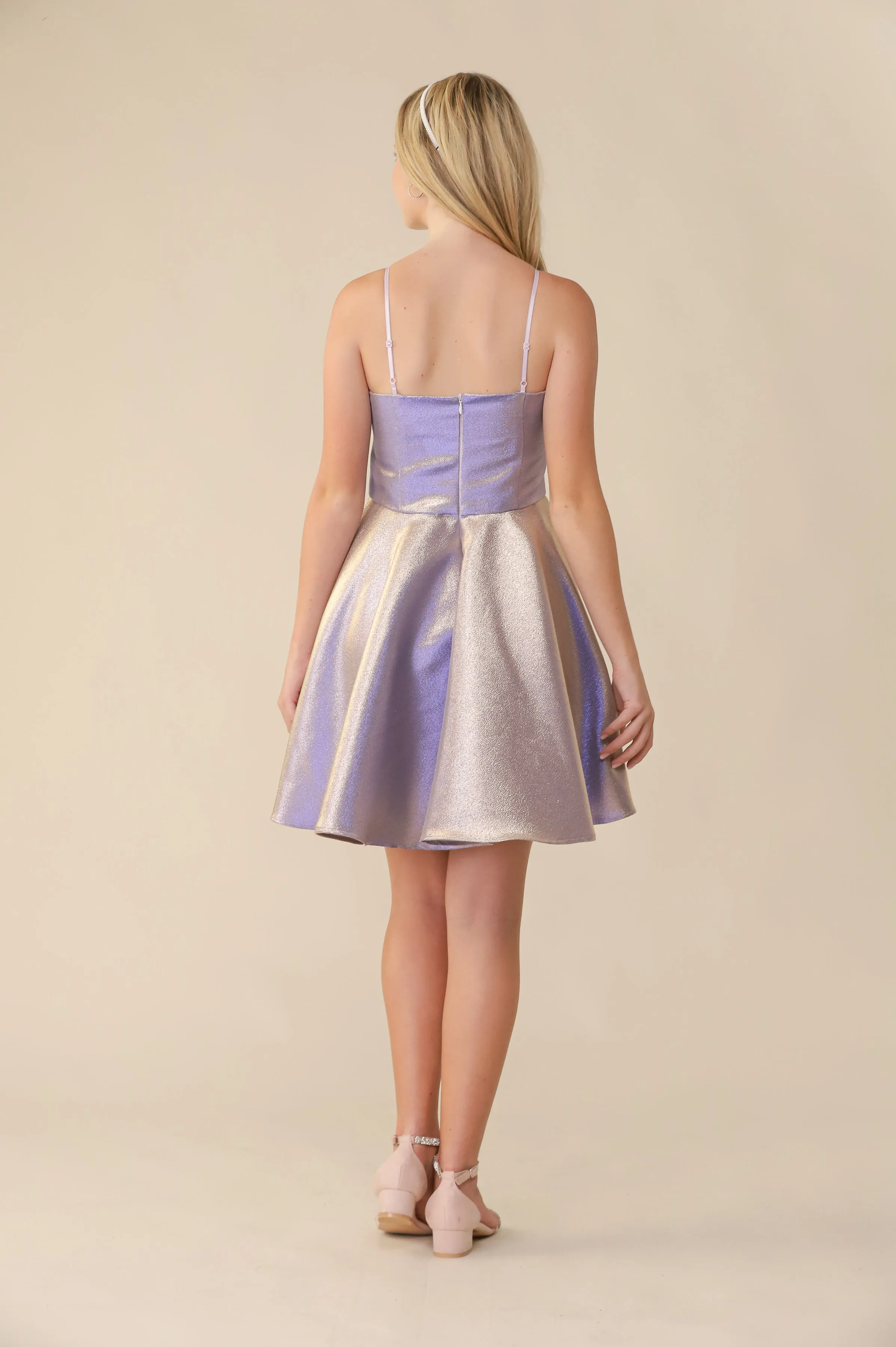Fit and Flare Lilac Glitter Party Dress sold by Un Deux Trois product image thumbnail 4