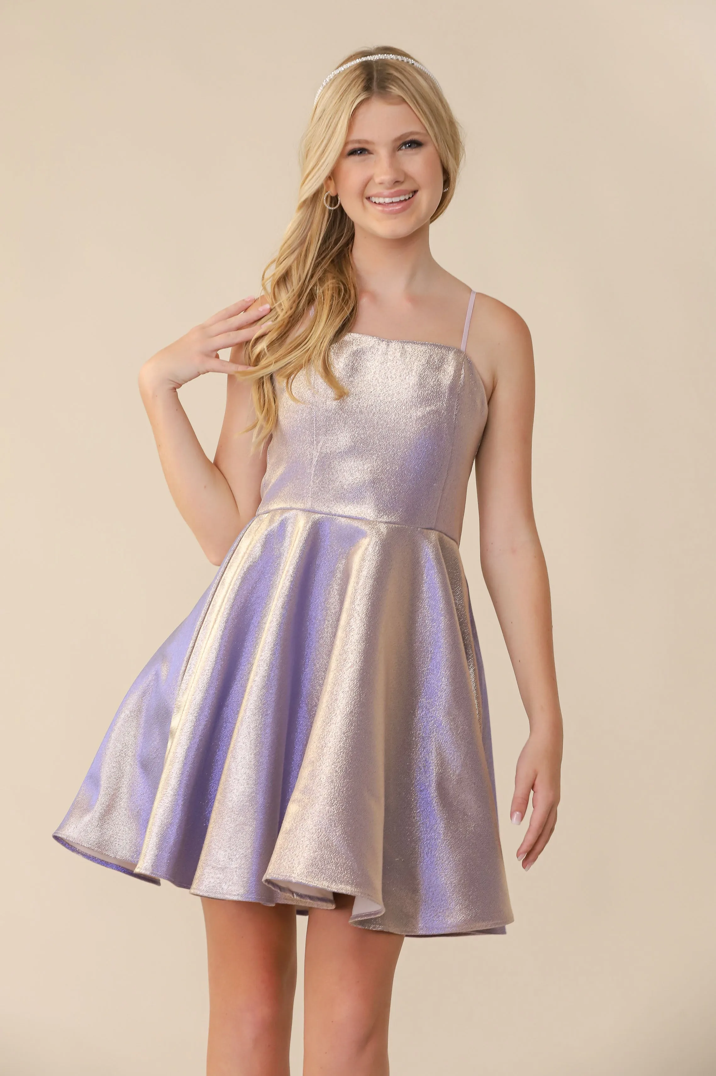 Fit and Flare Lilac Glitter Party Dress sold by Un Deux Trois