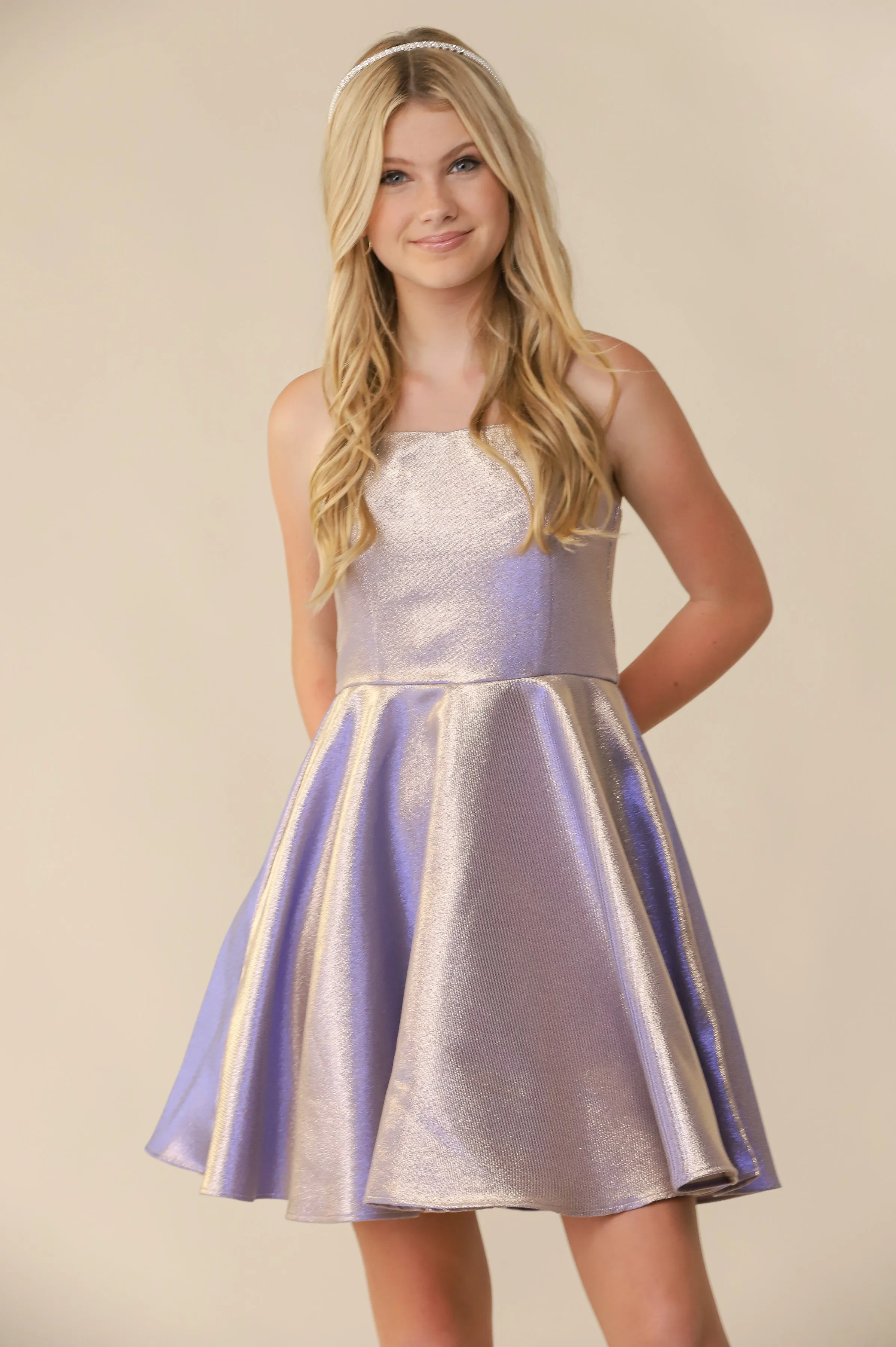 Fit and Flare Lilac Glitter Party Dress sold by Un Deux Trois product image thumbnail 2