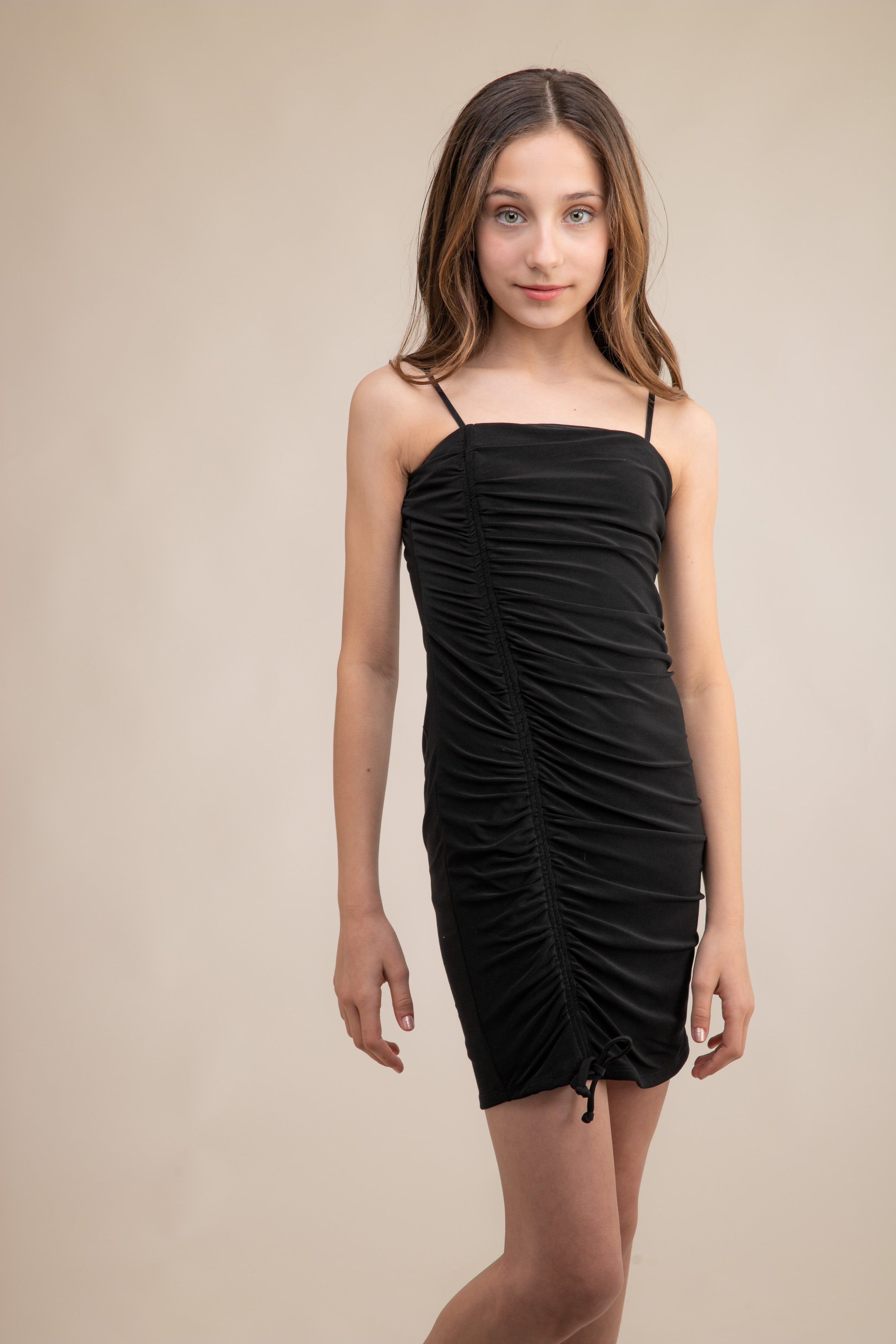 Fitted Ruched Dress in Black sold by Un Deux Trois