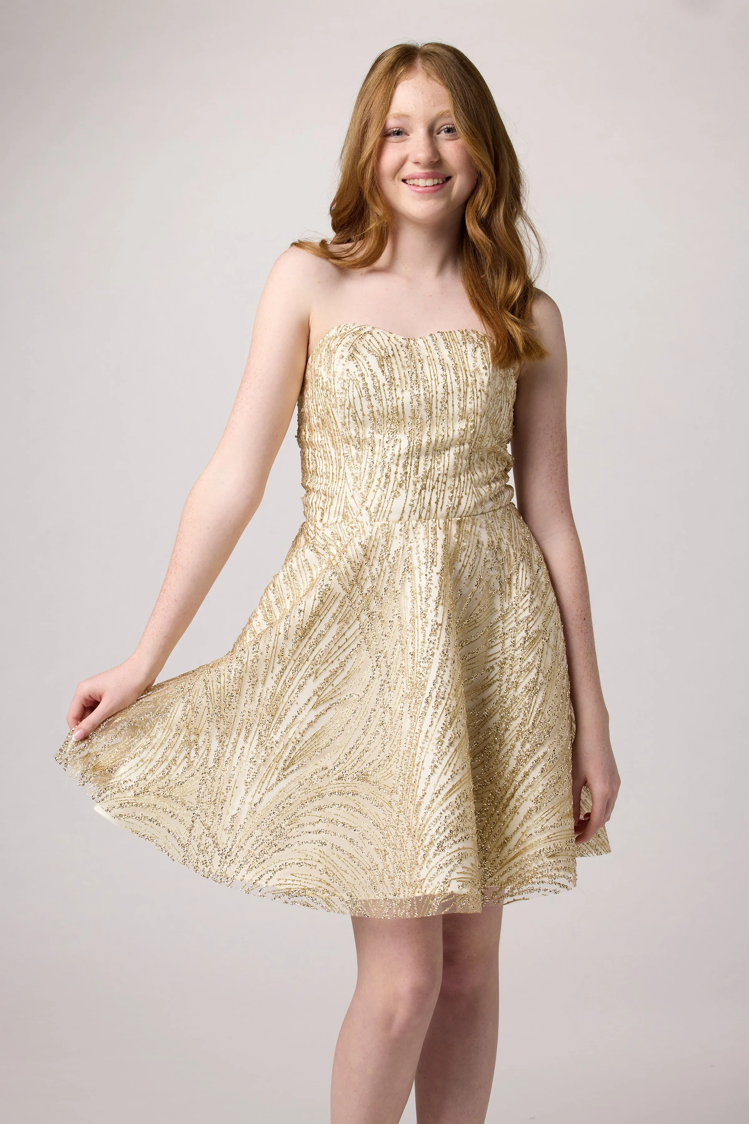 Shimmer Lace Up Back Dress sold by Un Deux Trois product image thumbnail 3