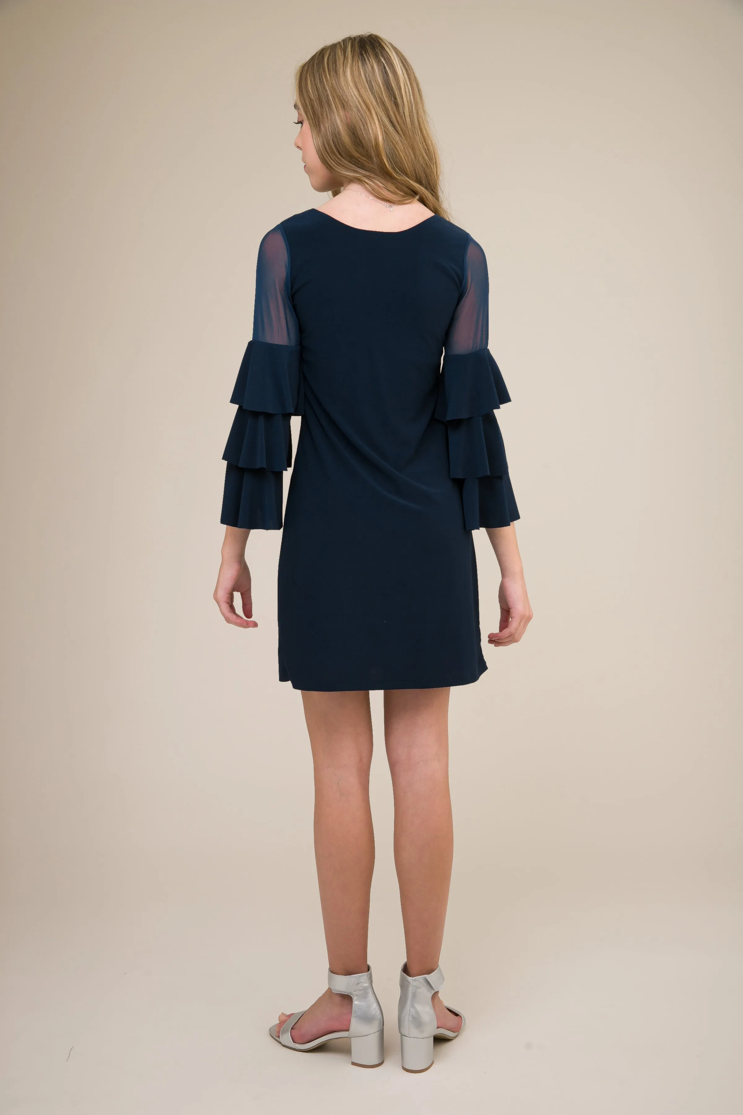 Tiered Sleeve Dress in Navy sold by Un Deux Trois product image thumbnail 2