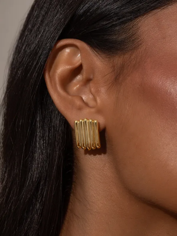 Tough Ribbed Statement Earrings made by Uncommon James