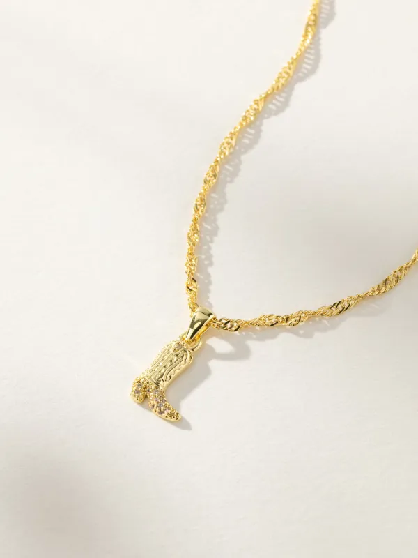 Rhinestone Cowboy Boot Pendant Necklace made by Uncommon James