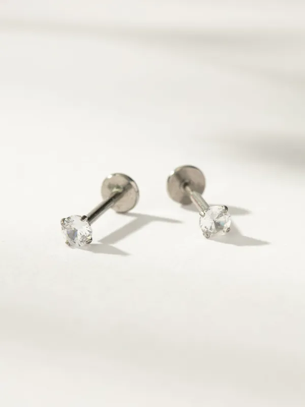 Simple Diamond Titanium Flat Back Earring sold by Uncommon James