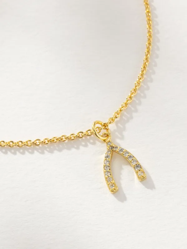 Pavé Wishbone Necklace made by Uncommon James
