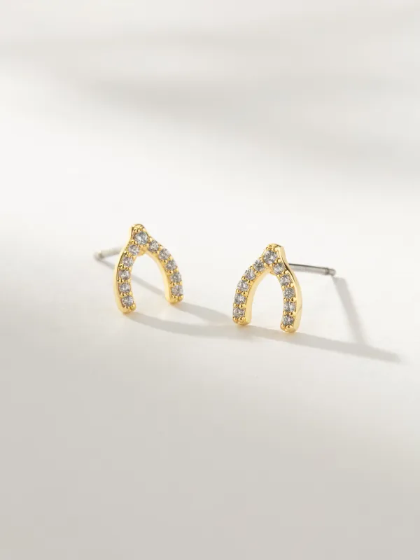 Pavé Wishbone Stud Earrings made by Uncommon James
