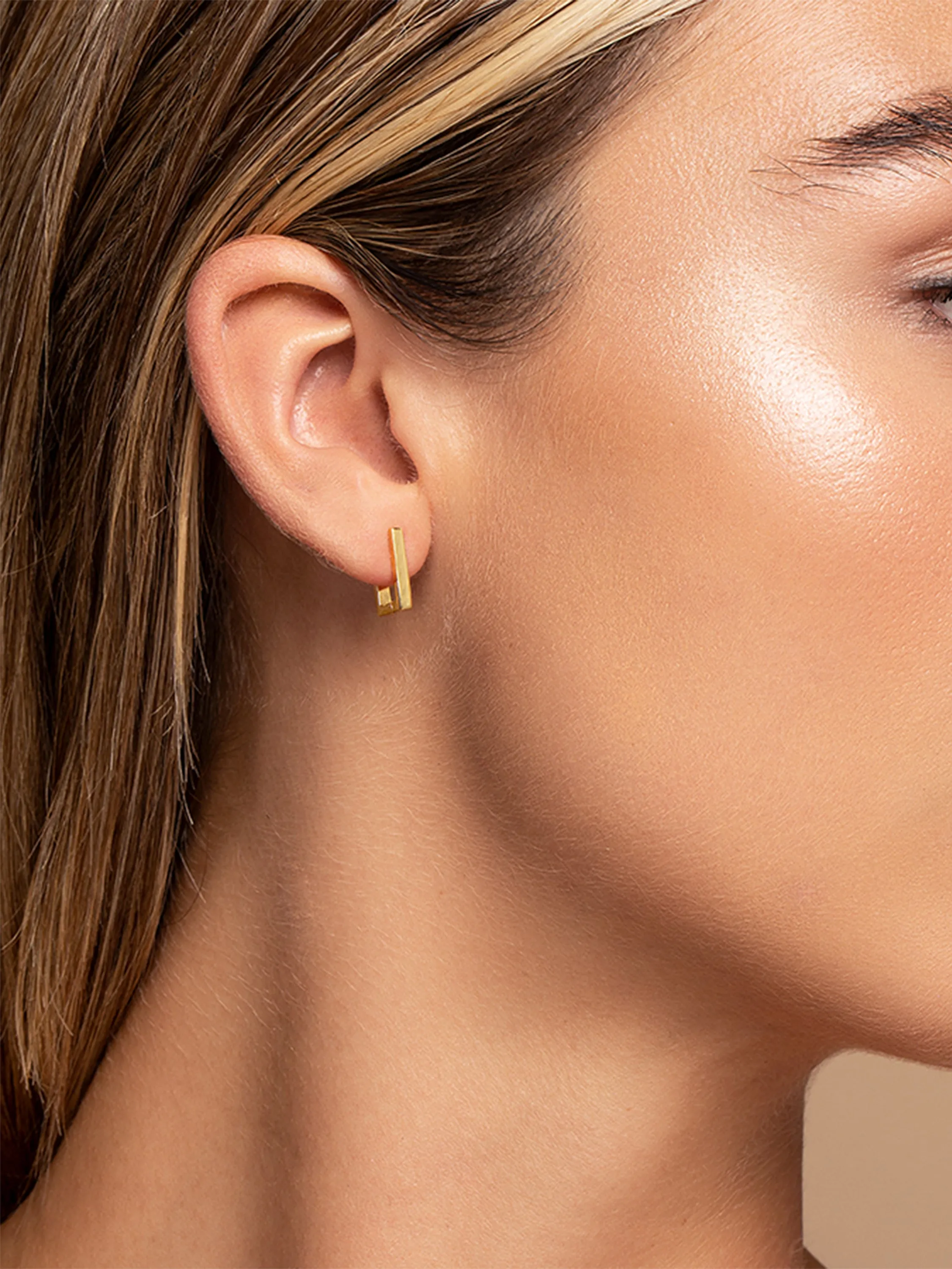 Vermeil Class Act Huggie Earrings sold by Uncommon James product image thumbnail 5